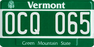VT license plate OCQ065