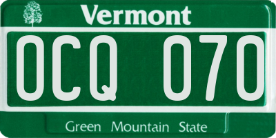 VT license plate OCQ070