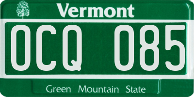 VT license plate OCQ085