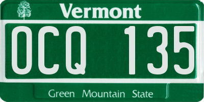 VT license plate OCQ135
