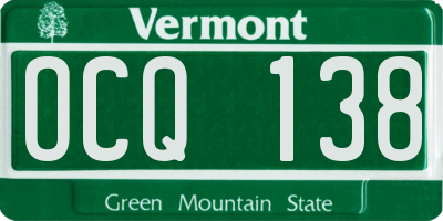 VT license plate OCQ138