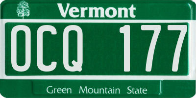 VT license plate OCQ177