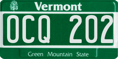 VT license plate OCQ202