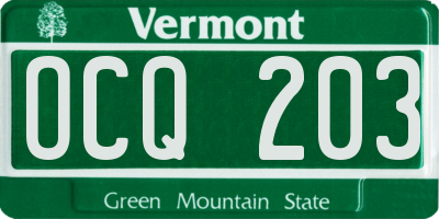 VT license plate OCQ203