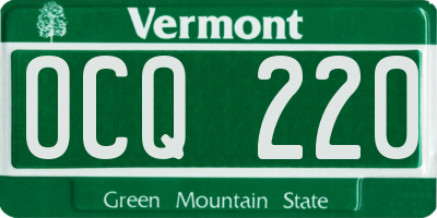 VT license plate OCQ220