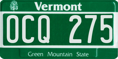 VT license plate OCQ275
