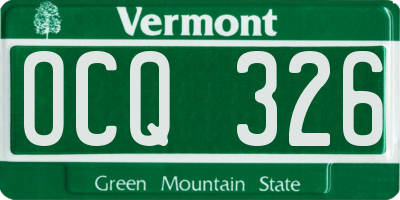 VT license plate OCQ326