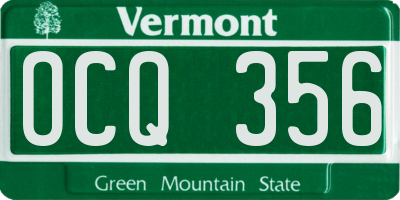 VT license plate OCQ356