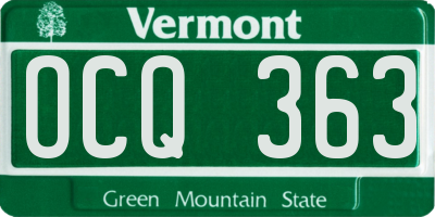 VT license plate OCQ363