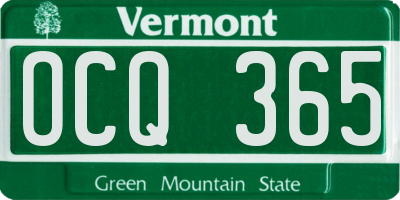 VT license plate OCQ365