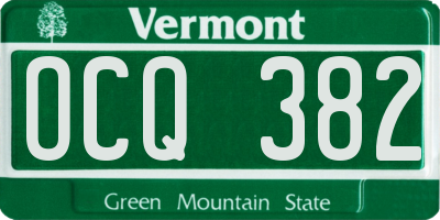 VT license plate OCQ382