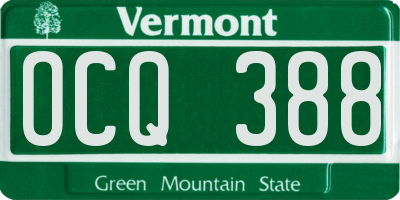 VT license plate OCQ388