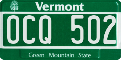 VT license plate OCQ502
