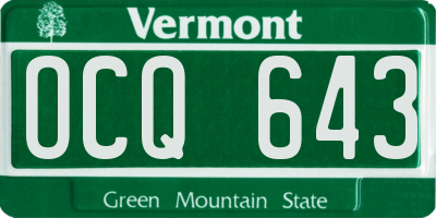 VT license plate OCQ643