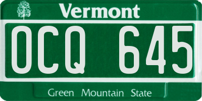 VT license plate OCQ645