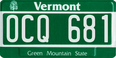VT license plate OCQ681