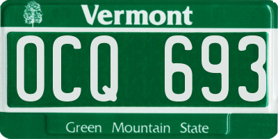 VT license plate OCQ693
