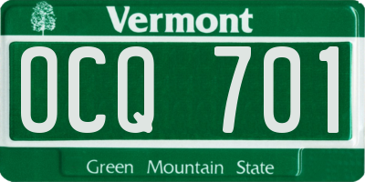 VT license plate OCQ701