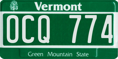 VT license plate OCQ774