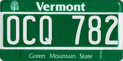 VT license plate OCQ782