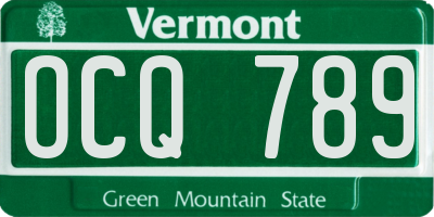 VT license plate OCQ789