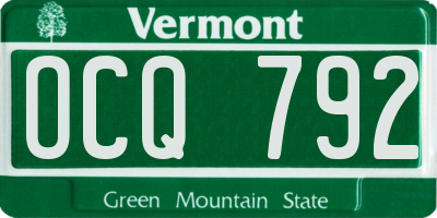 VT license plate OCQ792