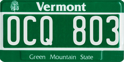 VT license plate OCQ803