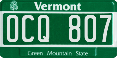 VT license plate OCQ807