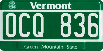 VT license plate OCQ836