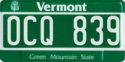 VT license plate OCQ839