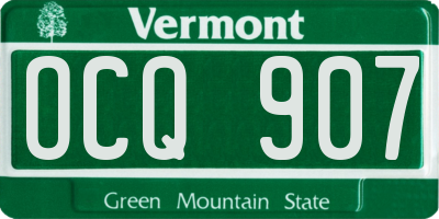 VT license plate OCQ907