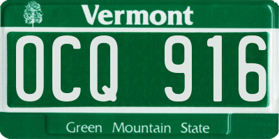 VT license plate OCQ916