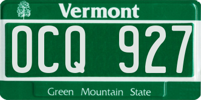 VT license plate OCQ927