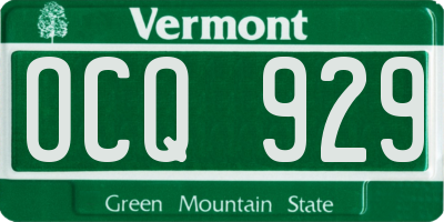 VT license plate OCQ929