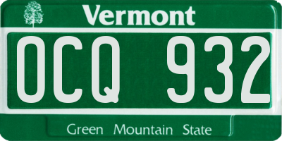 VT license plate OCQ932