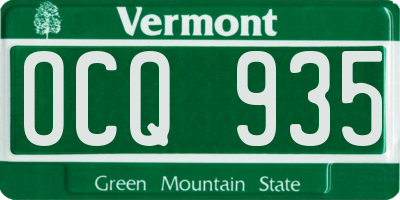 VT license plate OCQ935