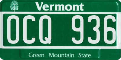 VT license plate OCQ936
