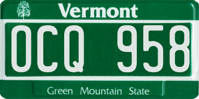 VT license plate OCQ958