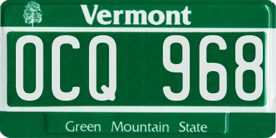 VT license plate OCQ968