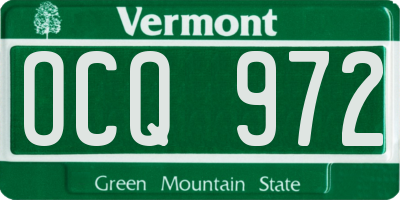 VT license plate OCQ972