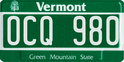 VT license plate OCQ980