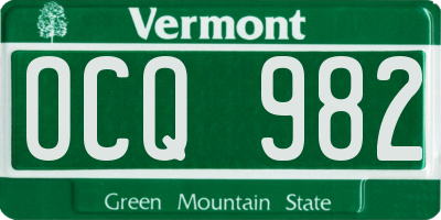 VT license plate OCQ982