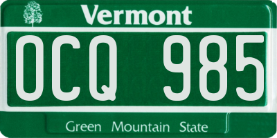 VT license plate OCQ985