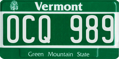 VT license plate OCQ989