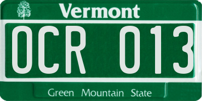 VT license plate OCR013