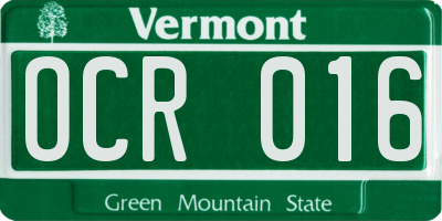 VT license plate OCR016