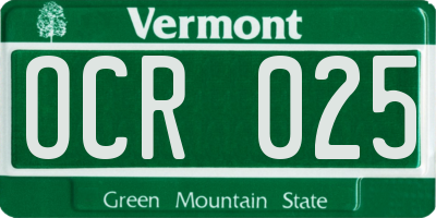 VT license plate OCR025