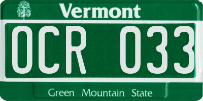 VT license plate OCR033