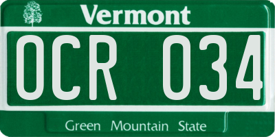 VT license plate OCR034