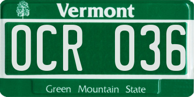 VT license plate OCR036